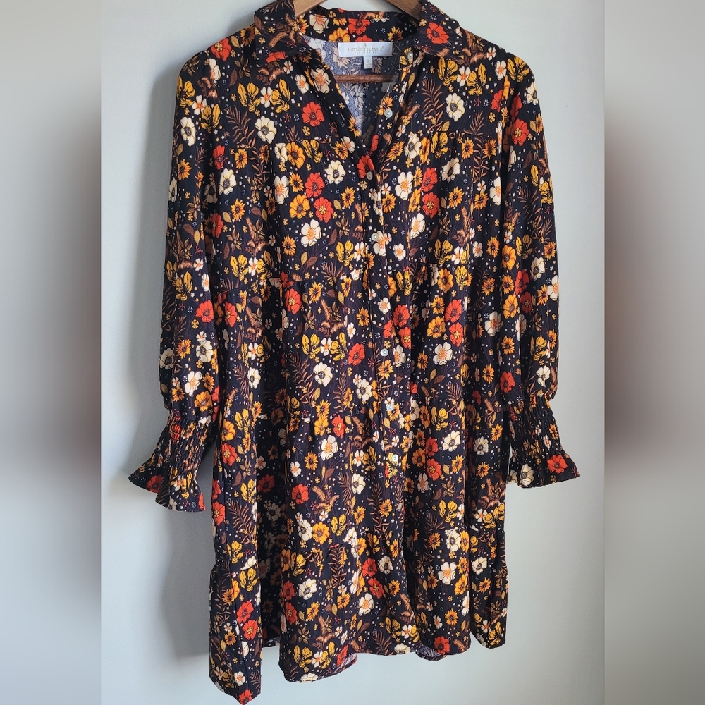 Simply Southern Women Small Floral Button-Up Baby Doll Dress Modest Romantigoth